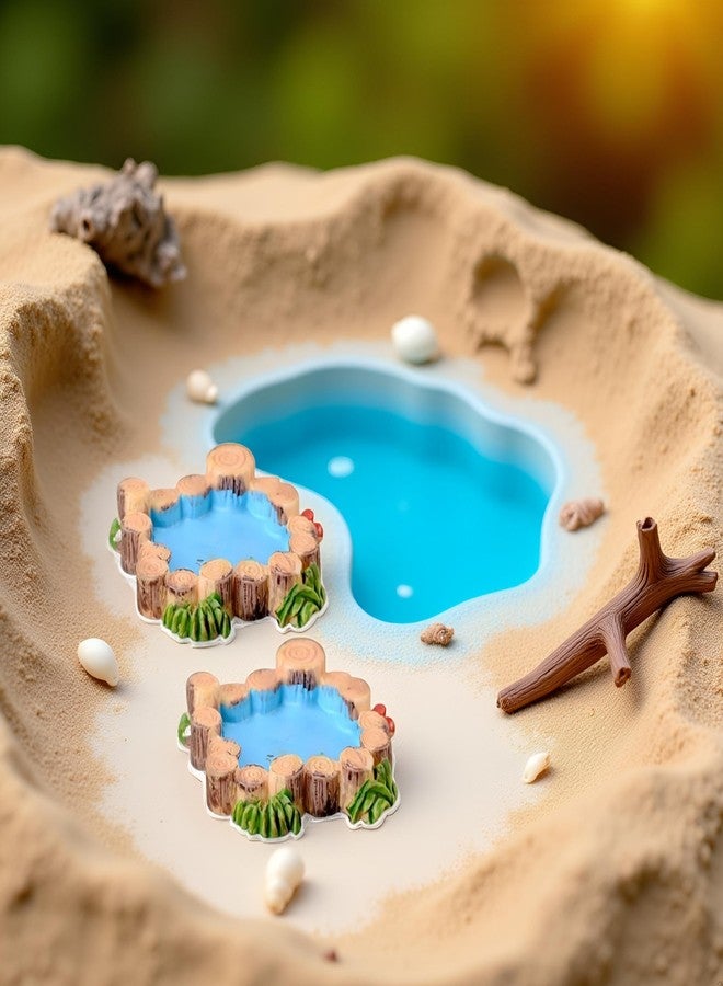 WaigN 2Pcs Blue Miniature Mini Water Pool Made Resin DIY Miniature Mini Water Pool Fairy Garden Lawn Ornament for Mountain Dollhouse Decor Craft Garden Sculptures and Statues (Size: 4.1 * 1.0cm) - Image 5